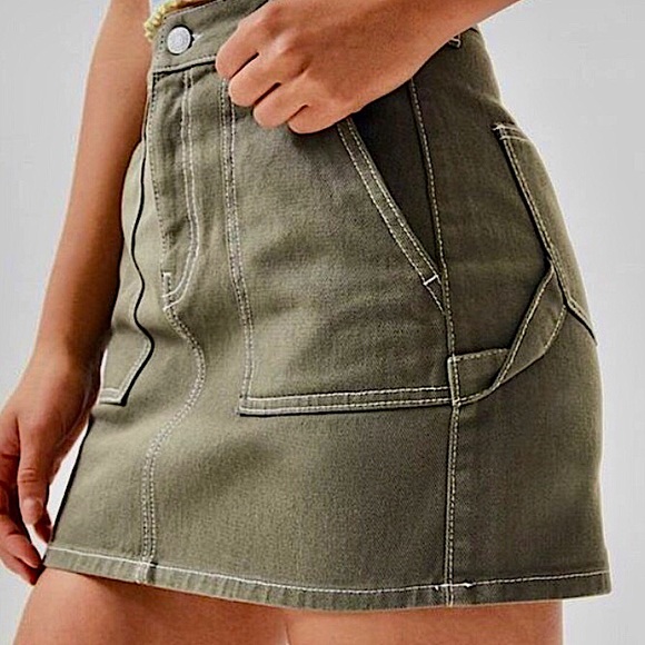 PacSun Olive Green Denim Skirt - Picture 8 of 15
